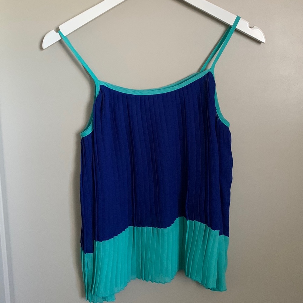 Wish pleated tank top. Size S. Cobalt and turquoise